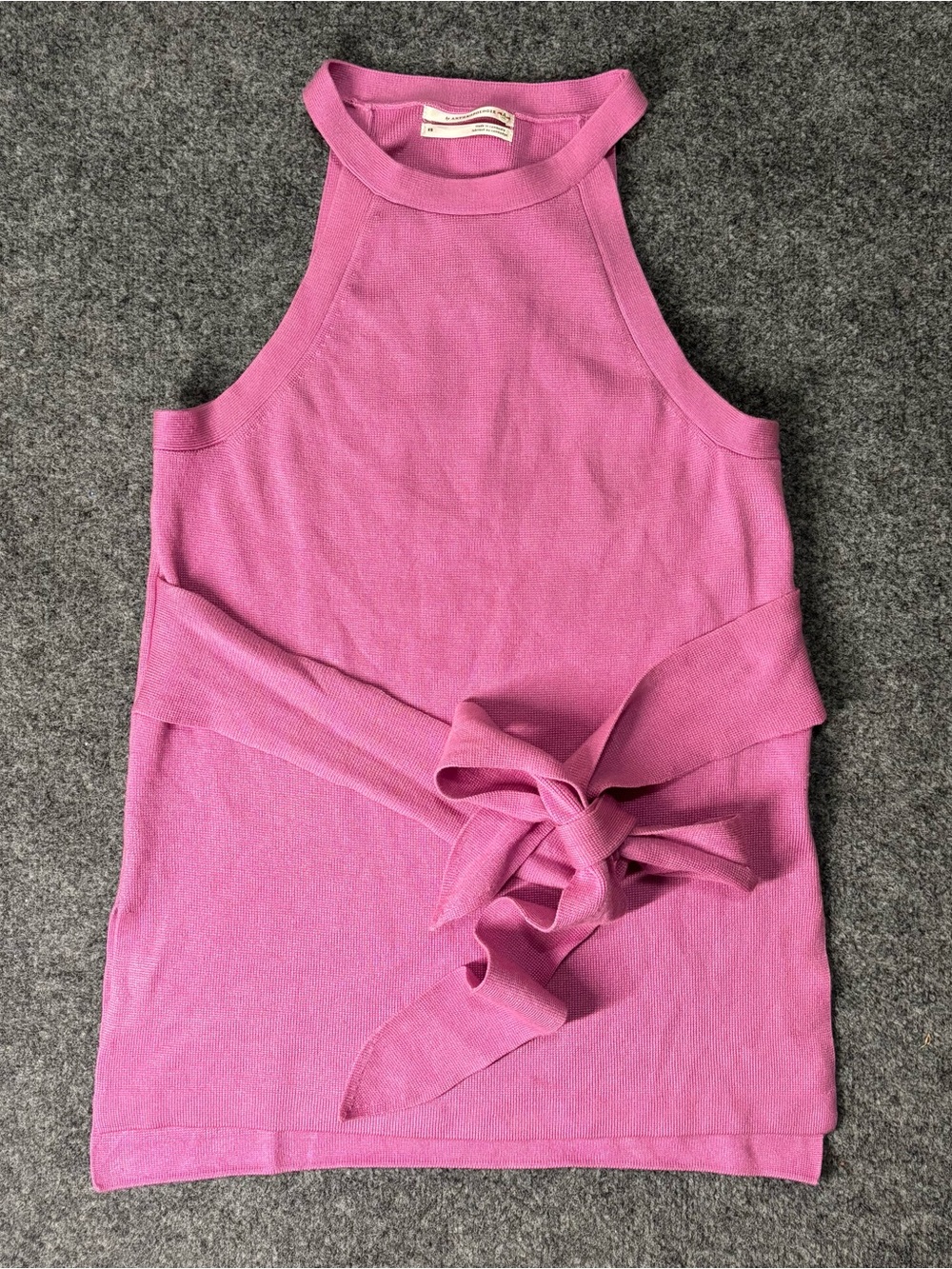 Anthropologie High-Neck Sleeveless Knit Tank with Self-Tie Waist - Pink
